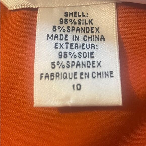 Diane Von Furstenberg Orange Draped Tie Front Blouse - Picture 4 of 5